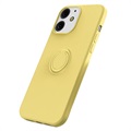 Capa de Silicone Líquido com Anilha para iPhone 13 - Amarelo