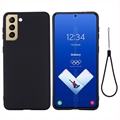 Capa de Silicone Líquido para Samsung Galaxy S21 FE 5G - Preta