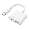 Adaptador de áudio MH-CM33S USB-C para 3.5mm com suporte para PD 3.0 - Branco