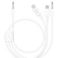 MH045S Cabo de áudio para automóvel 3 em 1 - USB-C, Lightning, 3.5mm - Branco