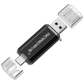 Unidade Flash MICRODRIVE 64GB 2 em 1 USB 2.0 / USB-C - Preto