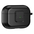 Capa magnética para Apple AirPods Pro, design com fivela para auscultadores Bluetooth Capa TPU com mosquetão - Preto