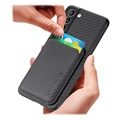 Capa Magnética com Porta-Cartões para Samsung Galaxy S21 FE 5G - Fibra de Carbono - Preto