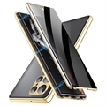 Capa Magnética de Vidro Temperado para  Samsung Galaxy S23 Ultra 5G - Privacidade - Dourado