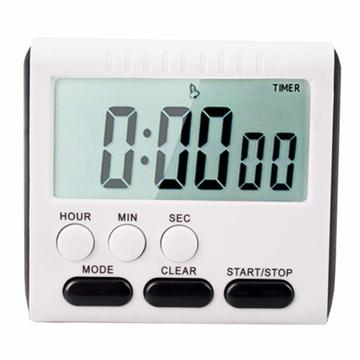 Temporizador de cozinha digital LCD magnético de grandes dimensões - Preto / Branco
