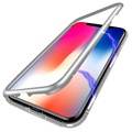 Capa Magnética com Parte de Trás em Vidro Temperado para iPhone X - Cinzento