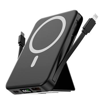 Banco de potência magnético sem fios com cabos USB-C e Lightning - 10000mAh/15W