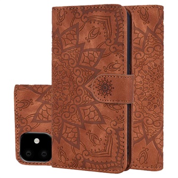 Bolsa Tipo Carteira com Suporte Série Mandala para iPhone 11 - Castanho