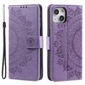 Bolsa tipo Carteira Mandala Series para iPhone 14 - Púrpura