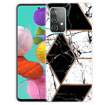 Capa de TPU Marble Pattern para Samsung Galaxy A32 (4G) - Preto / Branco
