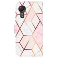 Bolsa Tipo Carteira Marble Pattern para Samsung Galaxy Xcover 5 - Cor-de-Rosa / Branco