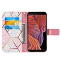 Bolsa Tipo Carteira Marble Pattern para Samsung Galaxy Xcover 5 - Cor-de-Rosa / Branco