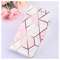 Bolsa Tipo Carteira Marble Pattern para Samsung Galaxy Xcover 5 - Cor-de-Rosa / Branco