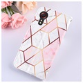 Bolsa Tipo Carteira Marble Pattern para Samsung Galaxy Xcover 5 - Cor-de-Rosa / Branco
