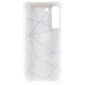 Capa de TPU Marble Pattern para Samsung Galaxy S22 5G - Branco / Cor-de-Rosa