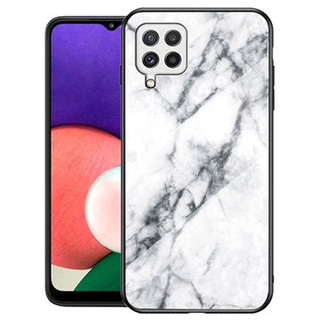Capa de Vidro Temperado Série Marble para Samsung Galaxy A22 4G - Branco