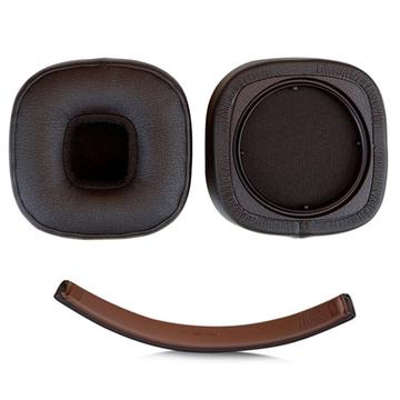 Conjunto de protetores auriculares e faixa de substituição em pele proteica para Marshall Major V - Castanho