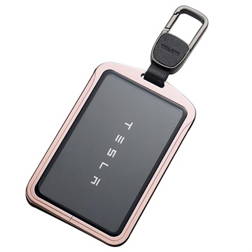 Porta-Cartões em Metal com Mosquetão para Cartão-Chave Tesla - Rosa-Dourado
