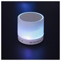 Mini Coluna Bluetooth com Microfone & Luz LED A9 - Branco Lascado