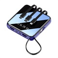 Mini Power Bank 10000mAh - 2x USB, Lightning, USB-C, MicroUSB - Azul