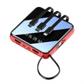 Mini Power Bank 10000mAh - 2x USB, Lightning, USB-C, MicroUSB - Vermelho
