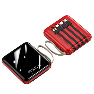 Mini Power Bank 20000mAh - 2x USB, Lightning, USB-C, MicroUSB - Vermelho