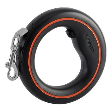 Trela retrátil para cães Moestar 2nd Gen Air 2023 UFO com pega em forma de anel - 3m - Preto / Laranja