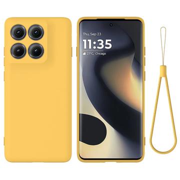Capa de silicone líquido com correia de mão para Motorola Edge (2025) - Amarelo