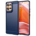 Capa de TPU Escovado para Motorola Edge 50 - Fibra de Carbono - Azul