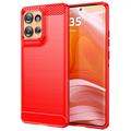 Capa de TPU Escovado para Motorola Edge 50 - Fibra de Carbono - Vermelho