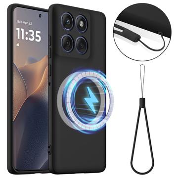 Capa de silicone líquido para Motorola Edge 60 Pro - Compatível com MagSafe - Preta