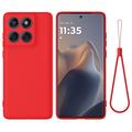 Capa de silicone líquido com correia de mão para Motorola Edge 60 Pro - Vermelho