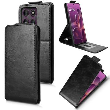 Capa flip vertical com suporte para Motorola Edge 60 Pro - Preto