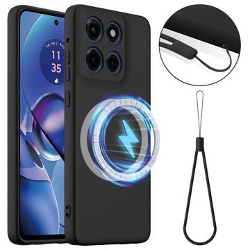 Capa de silicone líquido para Motorola Edge 60 Stylus - Compatível com MagSafe - Preta