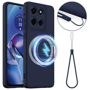 Capa de silicone líquido para Motorola Edge 60 Stylus - Compatível com MagSafe - Azul Escuro