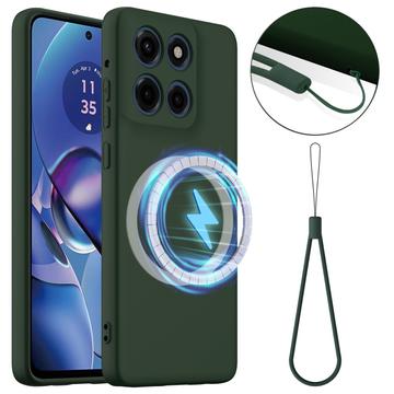 Capa de silicone líquido para Motorola Edge 60 Stylus - Compatível com MagSafe - Verde Escuro