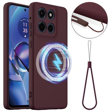 Capa de silicone líquido para Motorola Edge 60 Stylus - Compatível com MagSafe - Vin Rouge