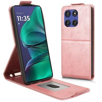 Capa flip vertical com suporte para Motorola Edge 60 Stylus - Cor-de-Rosa Dourado