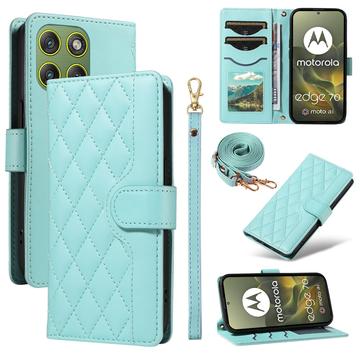 Capa de carteira acolchoada luxuosa para Motorola Edge 70 - Turquesa
