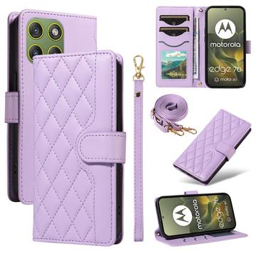 Capa de carteira acolchoada luxuosa para Motorola Edge 70 - Roxo