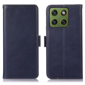 Capa de couro para carteira Motorola Edge 70 com RFID - Azul