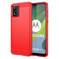 Capa de TPU Escovado para Motorola Moto E13 - Fibra de Carbono - Vermelho