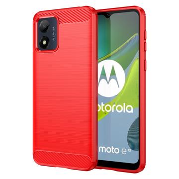 Motorola Moto E13 Brushed TPU Case - Carbon Fiber (Open Box - Excellent) - Red