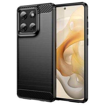 Capa de TPU Escovado para Motorola Moto G Stylus 5G (2025) - Fibra de Carbono - Preto