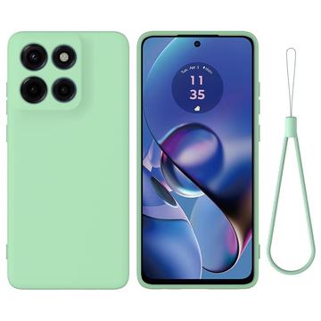 Capa de silicone líquido com correia de mão para Motorola Moto G Stylus 5G (2025) - Verde