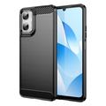 Capa de TPU Escovado para Motorola Moto G06/G06 Power - Fibra de Carbono - Preto