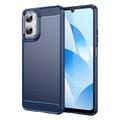 Capa de TPU Escovado para Motorola Moto G06/G06 Power - Fibra de Carbono - Azul