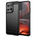 Capa de TPU Escovado para Motorola Moto G15 - Fibra de Carbono - Preto