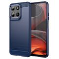Capa de TPU Escovado para Motorola Moto G15 - Fibra de Carbono - Azul