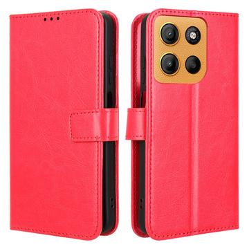 Capa tipo carteira com fecho magnético para Motorola Moto G15/G15 Power - Vermelho